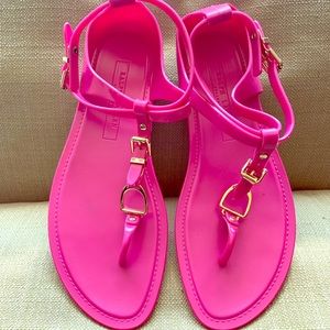 Ralph Lauren Pink Jelly Karly Ankle Strap Sandals